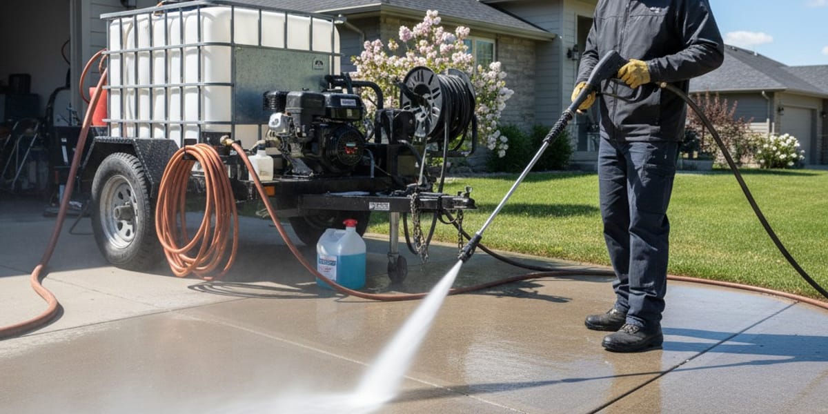 Power washing in action
